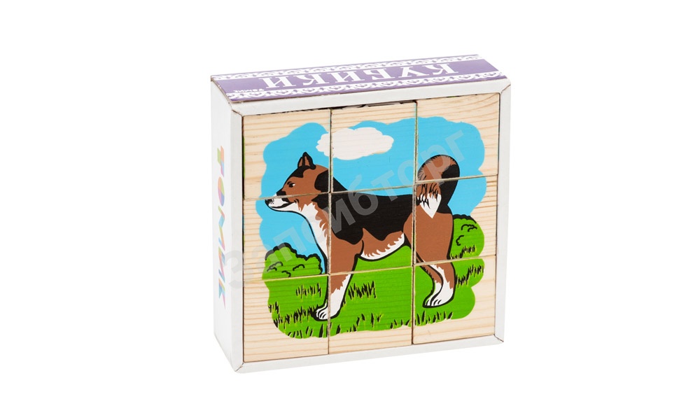 Кубики «Сложи рисунок. Домашние животные» (9 шт)
