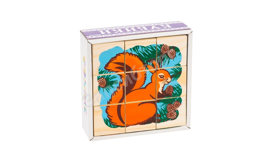 Кубики «Сложи рисунок. Животные леса» (9 шт)