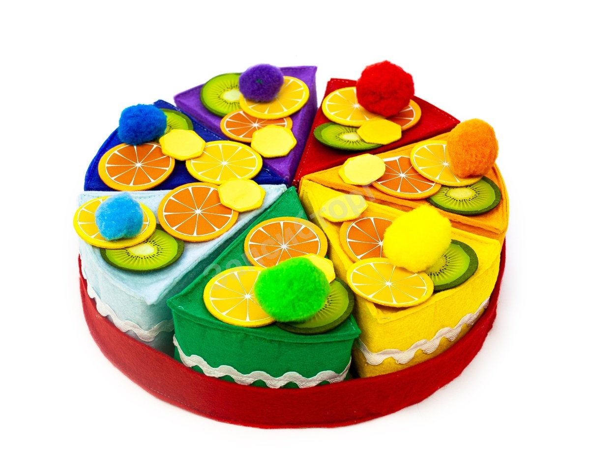 Радужный тортик с фруктами и зефирками